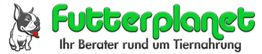Logo von Futterplanet mit grünem Text und Hundegrafik, Slogan: "Ihr Berater rund um Tiernahrung".