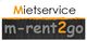 Logo mit Text: "Mietservice" oben und "m-rent2go" auf schwarzem Hintergrund unten.
