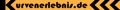 Text auf orangem Hintergrund: "urenetebniz.de" mit schwarzen Pfeilen links und rechts.