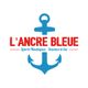 Logo avec une ancre bleue et le texte "L'Ancre Bleue, Sports Nautiques - Savines le lac".