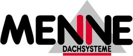 Logo mit dem Text "Menne Dachsysteme" vor einem grauen Dreieck.