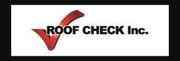 Red checkmark next to "Roof Check Inc." on a white background.
