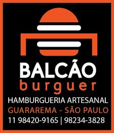 Imagem com logotipo "Balcão Burguer", hamburgueria artesanal em Guararema, São Paulo.