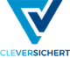 Blaues, geometrisches Logo mit Text "CLEVERSICHERT" darunter.