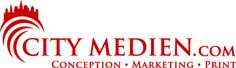 Logo von CityMedien.com in Rot mit Text: Conception, Marketing, Print.