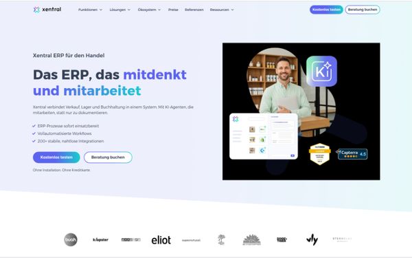 Screenshot der Website von xentral.
