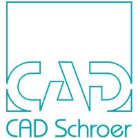 Logo von CAD Schroer in blauer Schrift auf weißem Hintergrund.