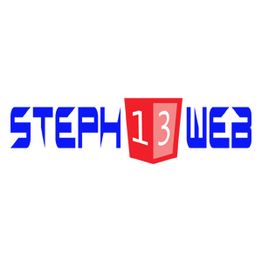 Logo avec texte bleu "STEPH WEB" et un bouclier rouge avec le numéro "13" au centre.