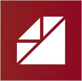 Ein weißes, geometrisches Muster auf rotem Hintergrund.