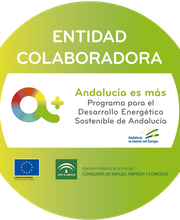 Entidad colaboradora en desarrollo energético sostenible de Andalucía. Logos de la UE y agencia.