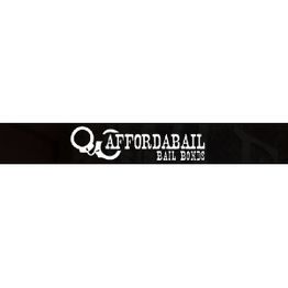 Logo of QC Affordabail Bail Bonds with handcuffs icon on a black background.