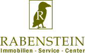 Logo mit Raben-Symbol und Text: "RABENSTEIN Immobilien - Service - Center" in grüner Schrift.