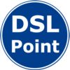 Blaues Schild mit weißem Text "DSL Point" in der Mitte.