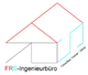 Schriftzug "FRS-Ingenieurbüro" mit stilisiertem Gebäudeumriss im Hintergrund.