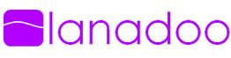 Logo mit lila Schriftzug "lanadoo" und abgerundetem Quadrat mit geschwungener Linie links.