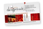 Visitenkarte mit Logo "design&web" und Kontaktinformationen für Webdesign-Studio.