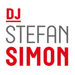 Textlogo in Rot und Grau: "DJ STEFAN SIMON".