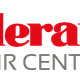Logo van Aderans Hair Center met rode tekst.