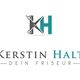 Logo "KH" mit Schere, Text: "Kerstin Halt - Dein Friseur".