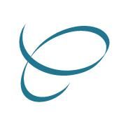 Logo astratto con due linee curve incrociate su sfondo bianco.