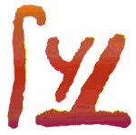 Handgemaltes Logo in Rot- und Orangetönen, das aus abstrakten Buchstaben besteht.