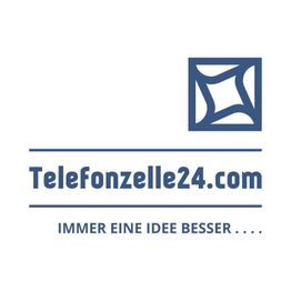 Logo mit Text: "Telefonzelle24.com" und Slogan "IMMER EINE IDEE BESSER".