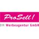 Logo der DM Werbeagentur GmbH mit dem Schriftzug "ProSell!" in pink.