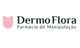 Logotipo da Dermo Flora, Farmácia de Manipulação, com um ícone rosa de pétala à esquerda.