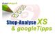 Textgrafik mit "Shop-Analyse XS & googleTipps" und grünen Häkchen auf einer Checkliste.