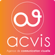 Logo d'ACVIS, agence de communication visuelle, sur fond dégradé orange-rose.