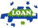 Car-shaped puzzle with "LOAN" text, featuring blue and green pieces.