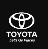 Toyota logo with slogan "Let's Go Places" on a black background.