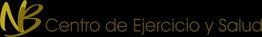 Logo dorado de "NB Centro de Ejercicio y Salud" sobre fondo negro.