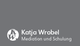Graues Logo: "Katja Wrobel, Mediation und Schulung" mit Initialen "KW" in einem Kreis.