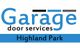 "Logo for Garage Door Services, Highland Park, with text in blue and black."