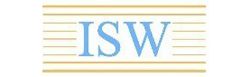 Logo mit den Buchstaben "ISW" in blauer Farbe, umgeben von horizontalen Linien auf weißem Hintergrund.
