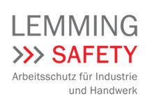 Logo mit Text "LEMMING SAFETY" und "Arbeitsschutz für Industrie und Handwerk".