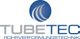 Logo von TubeTec, blauer Kreis mit drei grauen Bögen, Text: "Rohrverformungstechnik".