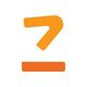 Orange stylized number "7" above a horizontal bar on a white background.