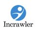 Logo with a stylized figure in blue circle above the text "Incrawler".
