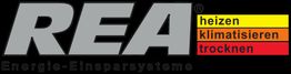 Logo von REA Energie-Einsparsysteme mit Text: "heizen, klimatisieren, trocknen".