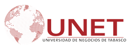 Logo de UNET con un globo terráqueo pixelado, Universidad de Negocios de Tabasco.