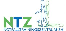 Logo des Notfalltrainingszentrum SH: Zwei grüne Figuren, eine liegt, die andere steht davor.