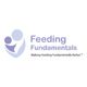 Logo of "Feeding Fundamentals" with a graphic of a caregiver holding a child, in purple tones.