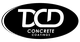 Black oval logo with "DCD Concrete Coatings" in white text.