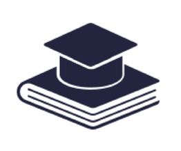 Buch mit Doktorhut, Symbol für Bildung oder Abschluss.