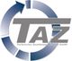 Logo von TAZ mit blauem Pfeilkreis und Text "Technisches Ausbildungs Zentrum GmbH".