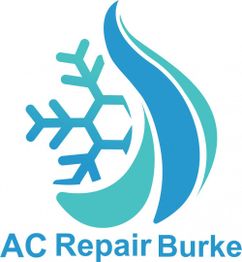 Blue and teal logo with a snowflake and flame. Text: "AC Repair Burke."