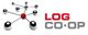 Grafik mit einem roten Knotenpunkt und dem Text "LOG CO·OP".