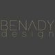Benady Design-Logo in goldener Schrift auf dunkelgrauem Hintergrund.